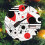 Ceramic Christmas Ornament Double-Sided Black Red Geometric 2