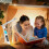 Foldable desk lamp LED night light with LCD screen in brown with a motif 6