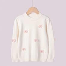 Girls Sweater Toddler Crew Neck Plain White 3-4T