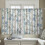 Sheer Curtains Retro Blue White Flowers Grey Stripe 52x45 4