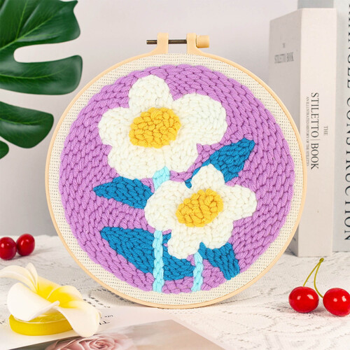Punch Needle Embroidery Kit Flower Design 8 inch 2