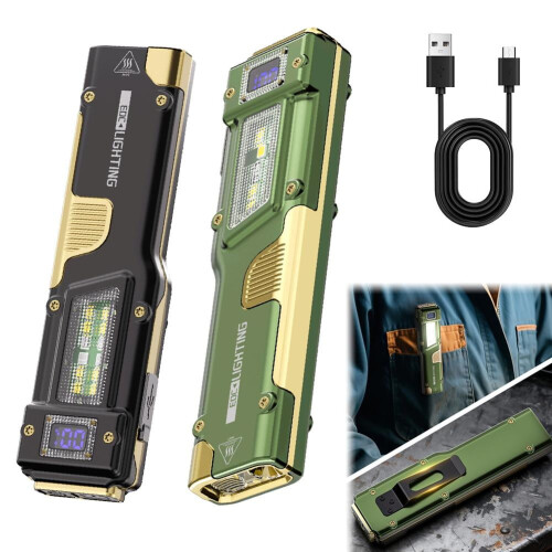 EDC Flashlight Rechargeable LED Flashlight with Digital for Home Camping,Emergency Pocket Display Light 2