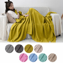 Coperta in mussola beige, morbida, leggera, prelavata.
