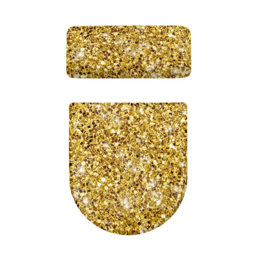 Polyester toilet seat protector with gold texture and 1