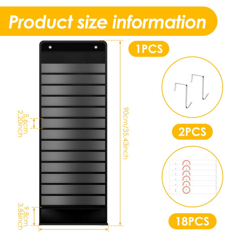 Pocket Chart with 14 Pockets and 18 Erasable Cards 1