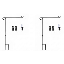 2 Pack Garden Flag Stand Holder Pole for Outside with Flag Stopper & Clip