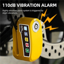 Alarm Disc Lock Anti Theft 110dB Waterproof Motorcycle Disc Brake Lock with Reminder Cable for Scooter Bike Parts Black