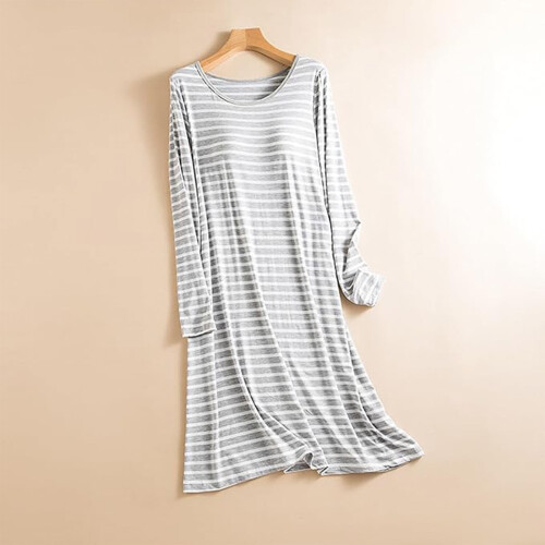 Dames gestreepte pyjamajurk loungewear grijs XXL 1