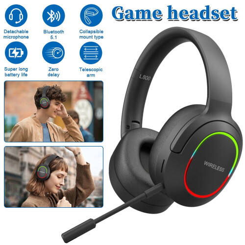 Wireless Gaming Headset For PS4, PS5, Xbox, Switch, PC Foldable Noise-Cancelling-Black 1