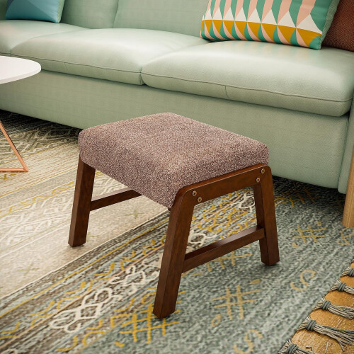 Moderion Small Footstool Solid Wood Legs 13.4 Inch 1