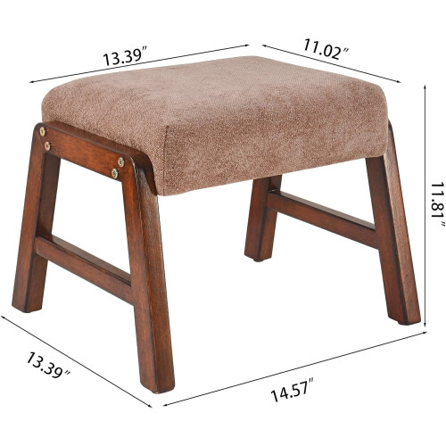 Moderion Small Footstool Solid Wood Legs 13.4 Inch 2