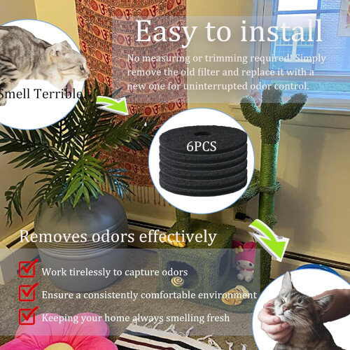 Carbon Charcoal Filters for Hidden Cat Litter Box 6PCS 1