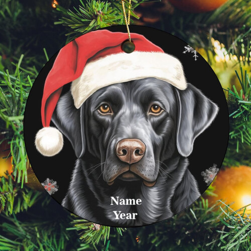Santa Hat Black Labrador Ornament Christmas Decor 2