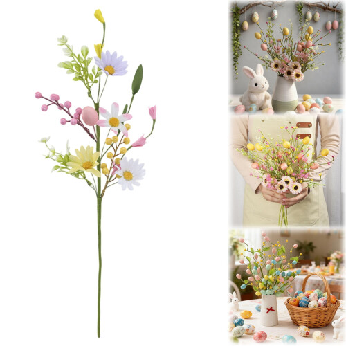 Easter Egg Flower Picks 15-Inch Bendable Spring Stem with 1