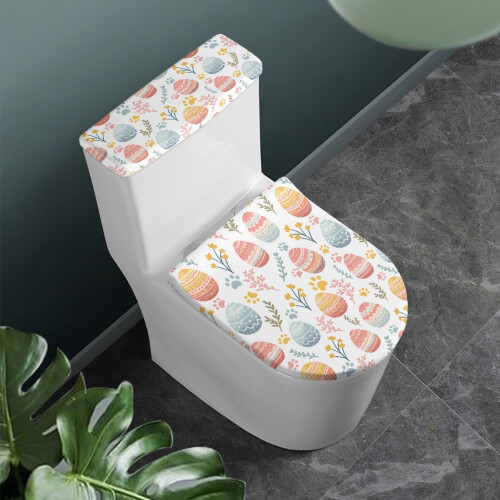 Easter Egg Confetti Toilet Top Cover Set Polyester Stretch 1