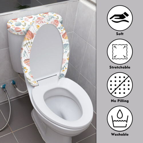 Easter Egg Confetti Toilet Top Cover Set Polyester Stretch 2