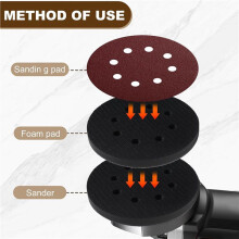 5 Inch 8 Holes Soft Density Interface Pads Hook and Loop Sponge Cushion Buffer Round Backing Pad Foam Sanding Pads 8Pack