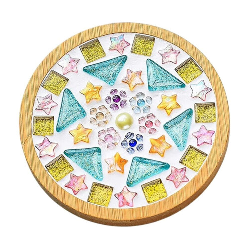 Wooden Cup Mats Mosaic Tile Set 12 pcs 1