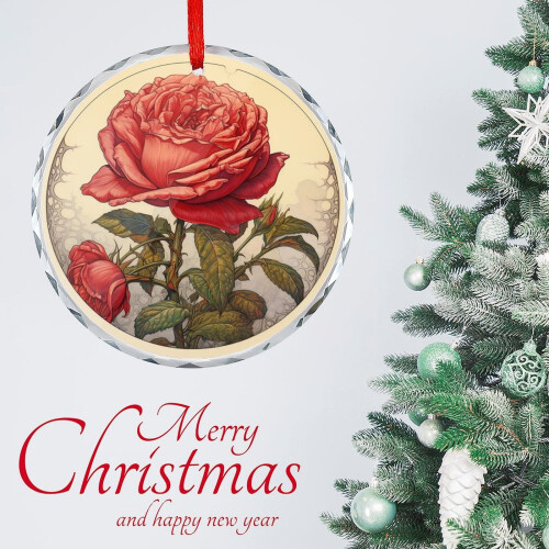 Red Rose Ornament Holiday Decoration 2025 2