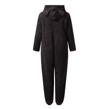 Fleece pyjama-onesie voor dames in grote maten met capuchon met kattenoortjes