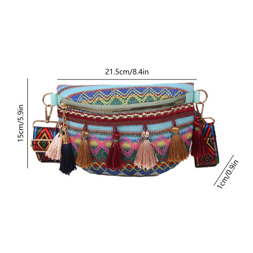 Τσάντα μέσης Boho για γυναίκες – Ελαφριά τσάντα μέσης με κρόσσια, 1