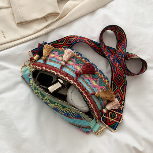 Τσάντα μέσης Boho για γυναίκες – Ελαφριά τσάντα μέσης με κρόσσια, 2