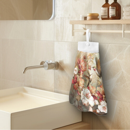 Hummingbird Flower Hanging Hand Towels Quick-Dry Kitchen 2