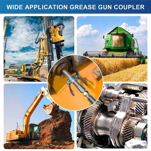 Dual Handle Gear Grease Nozzle, 10000 PSI Load Quick Lock & Release Grease Coupler with Spring Flexible Hose
