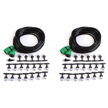 2X DIY Garden Patio Misting Flow Drip Irrigation Misting Cooling System with Mist Nozzle Sprinkler for Plant Flower