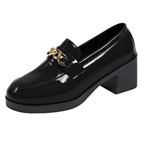 Women's patent leather loafers with platform and chunky 1