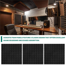 12 Pack Pyramid Shape Soundproof Foam Sound Proof Padding Treatment Panel for Echo Bass Insulation