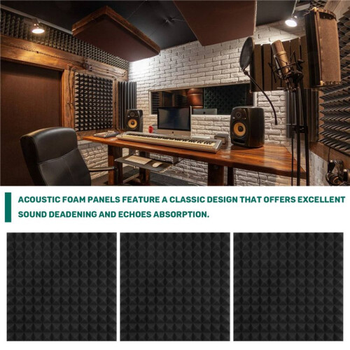 12 Pack Pyramid Shape Soundproof Foam Sound Proof Padding Treatment Panel for Echo Bass Insulation