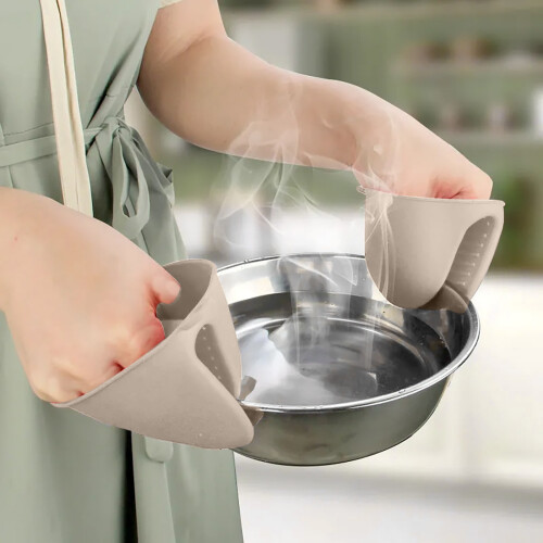 Mini Silicone Oven Mitts Heat Resistant Non-Slip 1 PC Khaki 1
