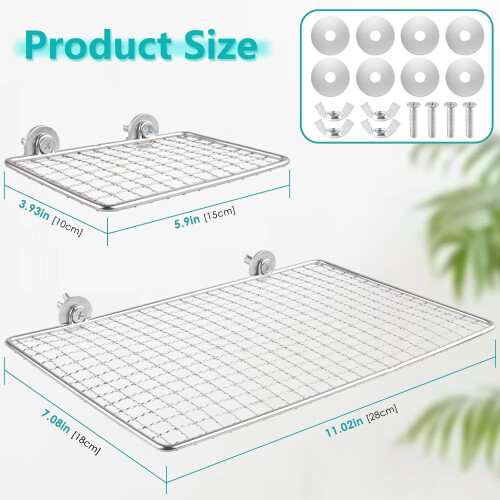 Stainless Steel Bird Perch Open-Grid Platform 2pcs 1