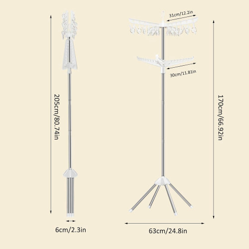 Clothes Drying Rack Stainless Steel 2-Layer 24 Clips 3 1
