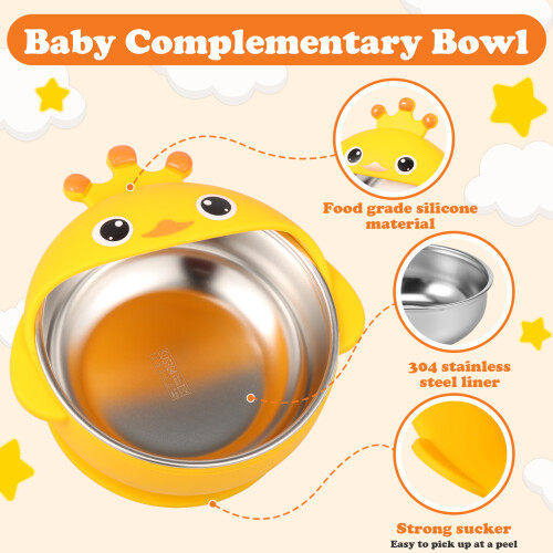 Stainless Steel Baby Suction Bowl with Silicone Shell 4 pcs 2