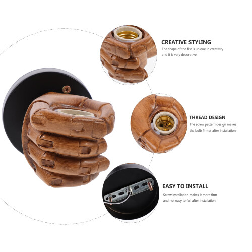 Fist Shape Wall Lamp Holder Resin Base 1 Set 2