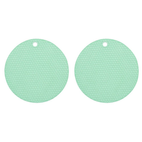 Rubber Insulation Pad Table Mat Green 2 pcs 1