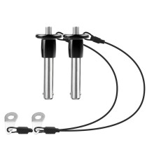 2-Pack Snabbkopplingsstift i 303 Rostfritt Stål, Kullåsstift med Tryckknapp, Runt Handtag, Rem, Användbar Längd 25 mm