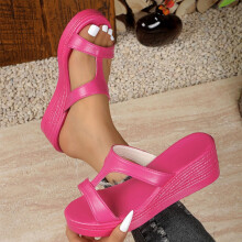 Hot Pink Women's Wedge Sandals Casual Platform Open Toe