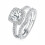 18K White Gold Plated CZ Three-in-One Halo Ring 7
