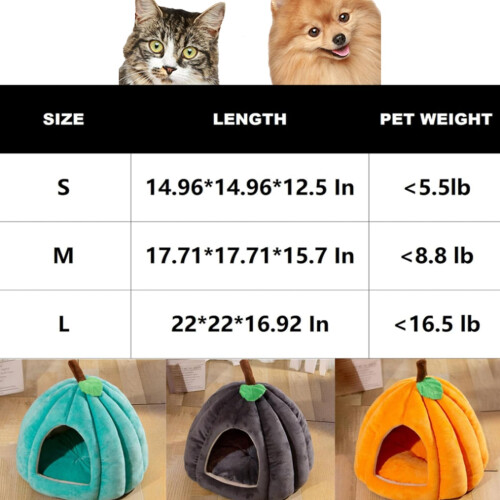 Pumpkin Cat Bed Cave for Small Dogs and Cats Grey Medium 1