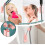 AuroraX Shower Head Holder Pink Adjustable Wall Mount with 4