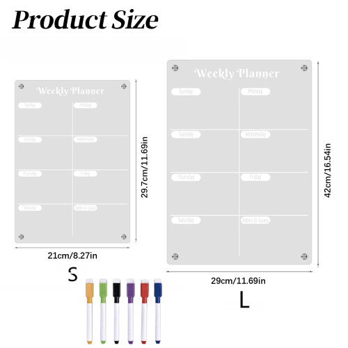 Acrylic Magnetic Meal Planner Board Clear Weekly Calendar 2