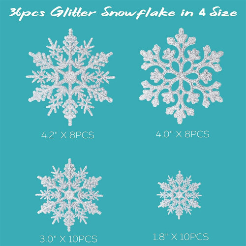 Silver Snowflake Christmas Ornaments Plastic 36 Count 2