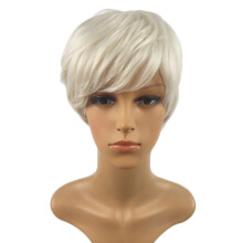 Perruque courte en cheveux humains pour femme, blonde lisse, blond clair naturel, idéale au quotidien et pour les fêtes.