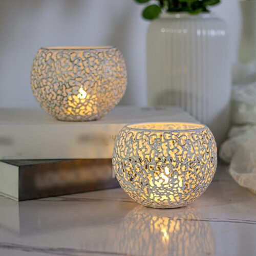 Gold Metal Candle Holders Hollow Design 2 Pack 1