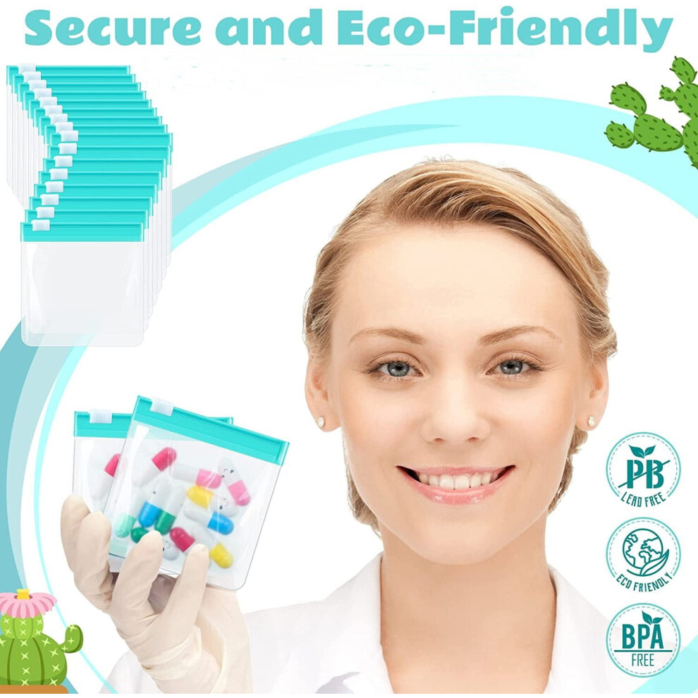 Reusable pill pouches blue portable zipper bags 20 pcs