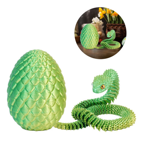 3D Printed Easter Snake Eggs with Rotating Gear & Snake Inside – Home/Office Decor, Desk Toy, Easter Gift – Compatible with 3D Printers 1