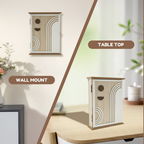Wood Key Cabinet Wall Mount with Hooks 2